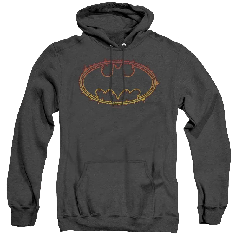 Dc Batman Flame Outlined Logo - Heather Pullover Hoodie