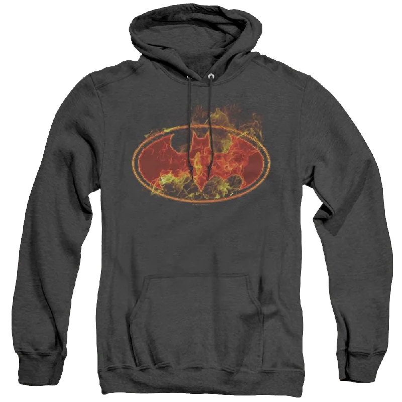 Dc Batman Flames Logo - Heather Pullover Hoodie