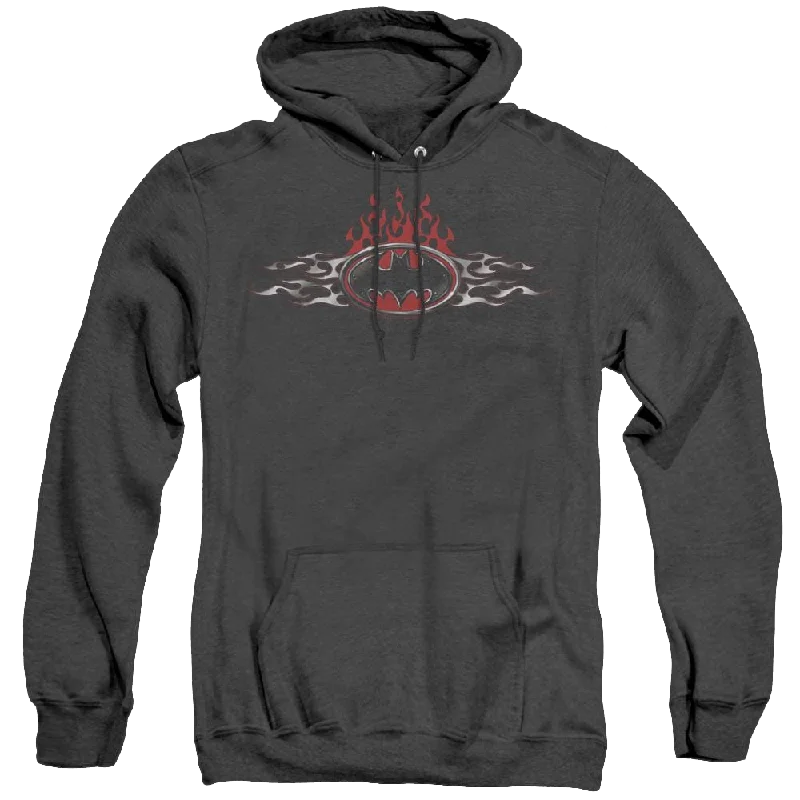 Dc Batman Steel Flames Logo - Heather Pullover Hoodie