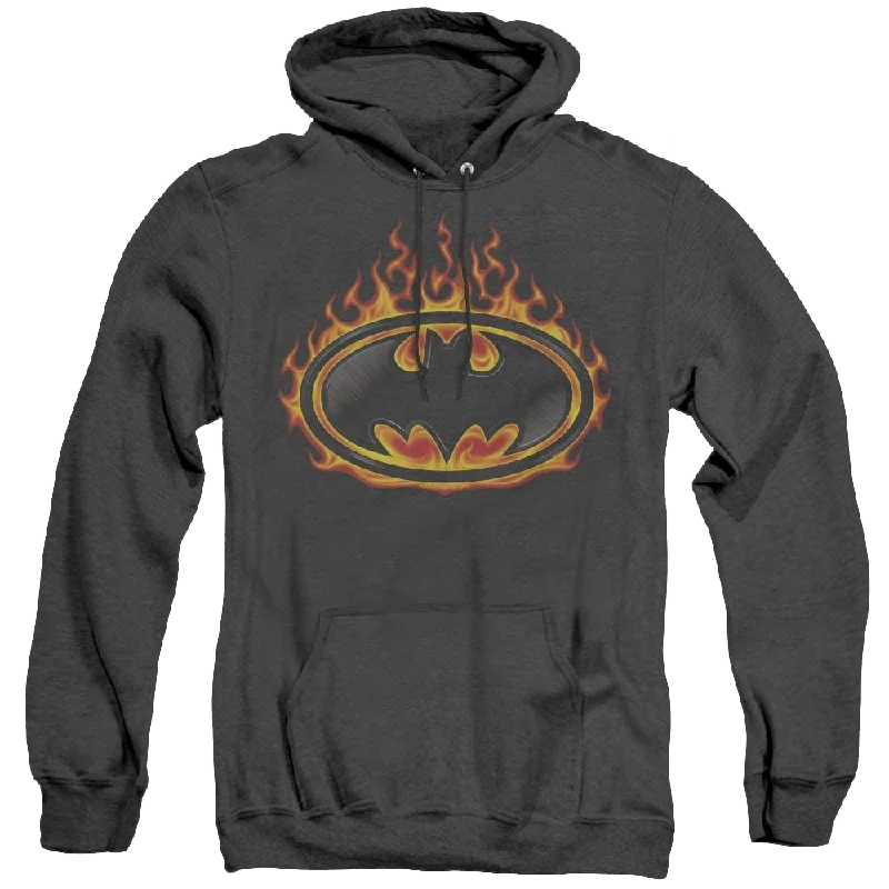 Dc Batman Bat Flames Shield - Heather Pullover Hoodie