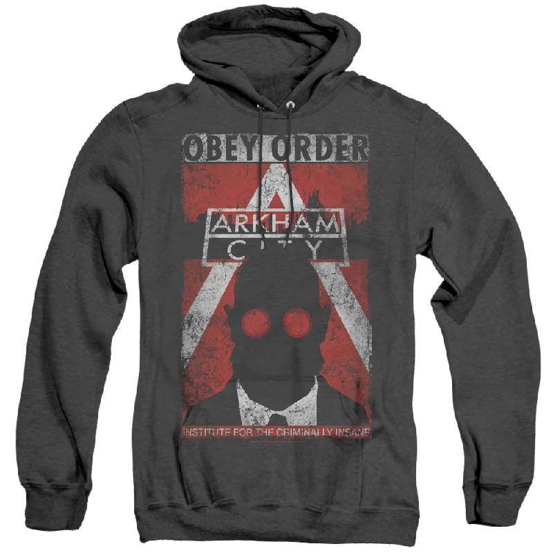 Batman Arkham City Obey Order Poster - Heather Pullover Hoodie