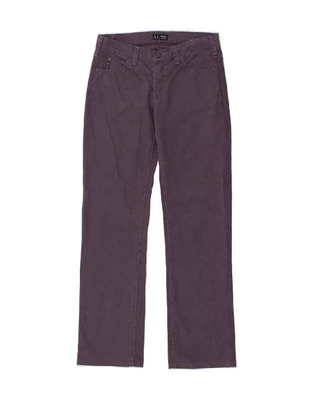 ARMANI Womens Straight Casual Trousers W27 L31  Purple Cotton