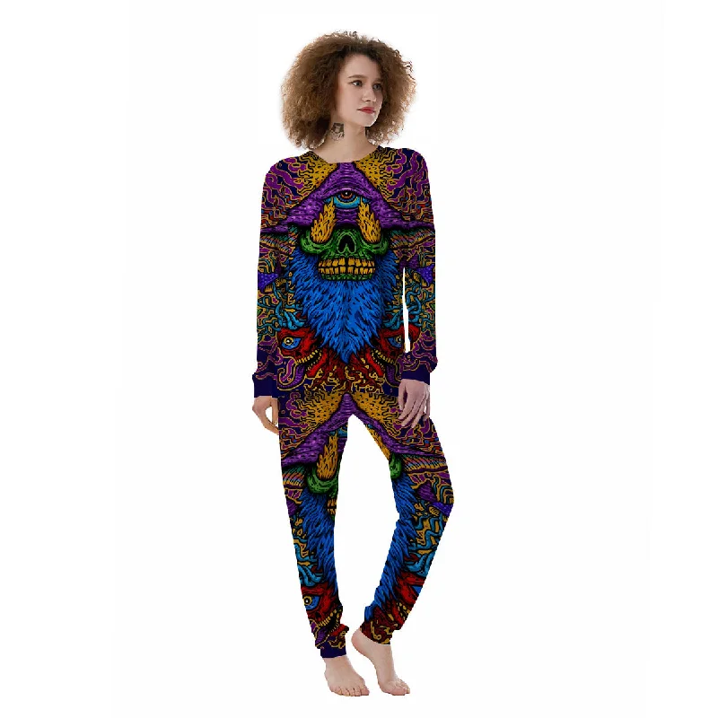 Psychedelic Magic Mushroom Print Women's Pajamas