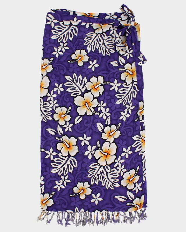 Purple Floral Wrap Skirt - Adjustable