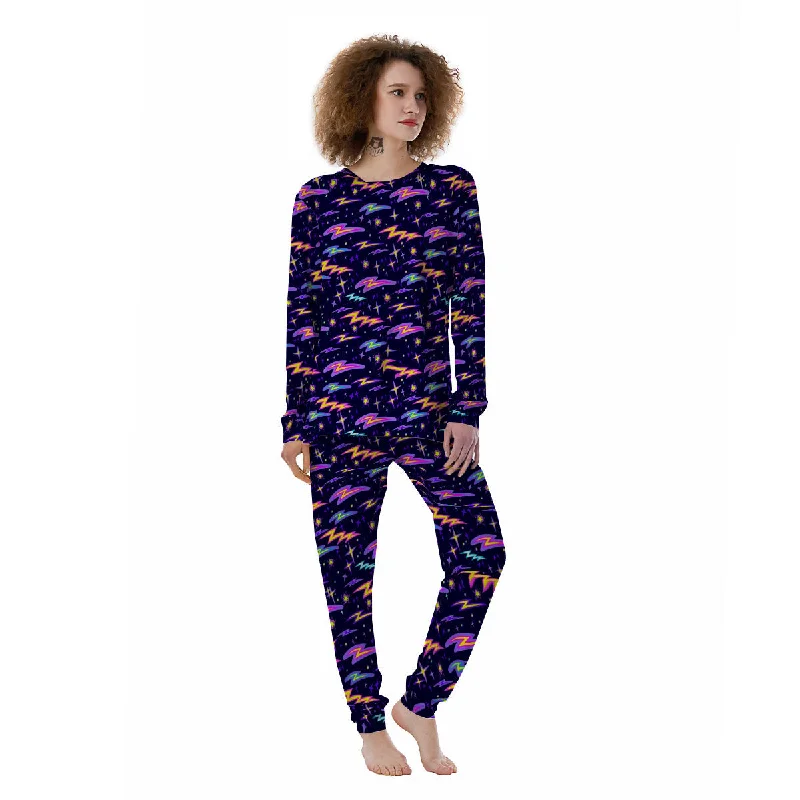 Purple Lightning Flashes Print Pattern Women's Pajamas