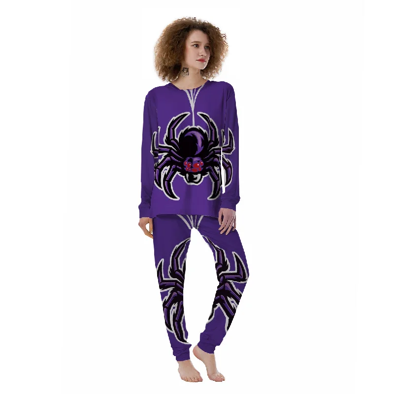 Purple Spider Print Women's Pajamas