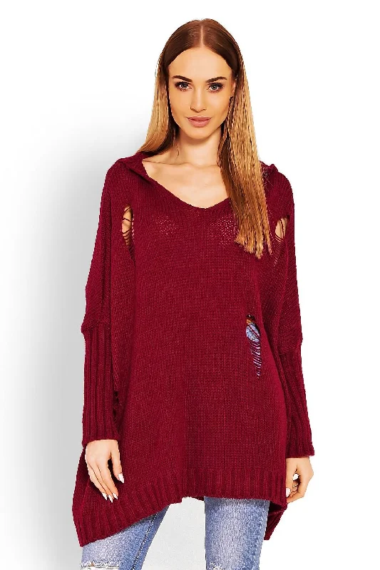 Puffy Hooded Sweater Long Jumper  PeeKaBoo