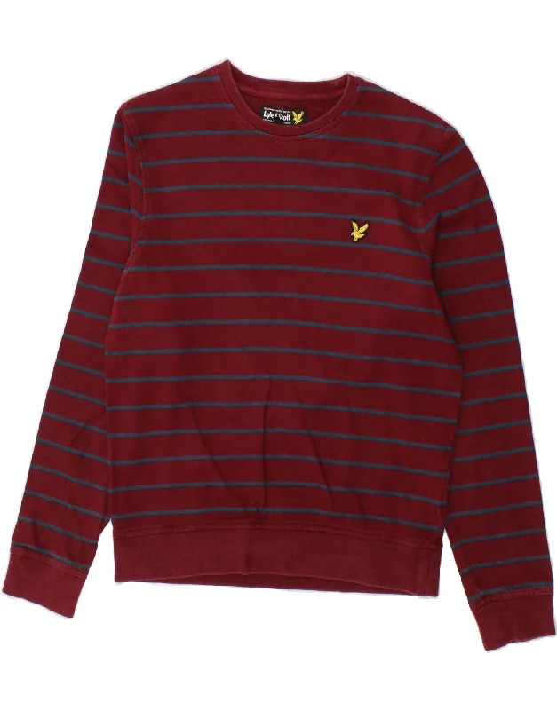 LYLE & SCOTT Womens Sweatshirt Jumper UK 10 Small Maroon Striped Cotton