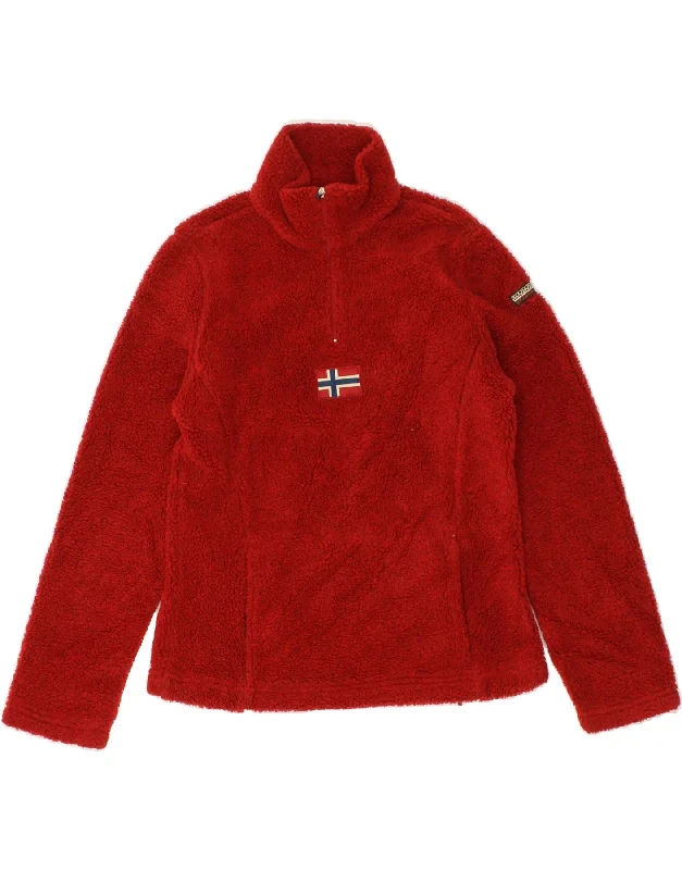 NAPAPIJRI Womens Zip Neck Fleece Jumper UK 6 XS Red Polyester