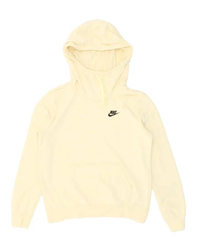 NIKE Womens Oversized Hoodie Jumper UK 10 Small Yellow Cotton