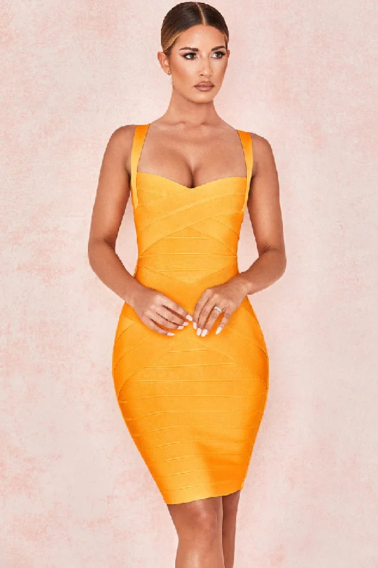 Glamorous Sleeveless Bodycon Bandage Mini Dress - Yellow