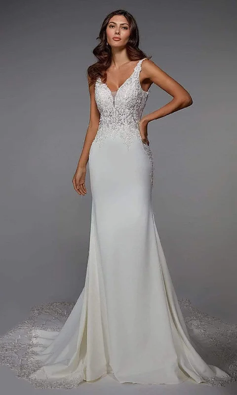 Alyce Paris - 7027 Embroidered Soft Crepe Wedding Gown