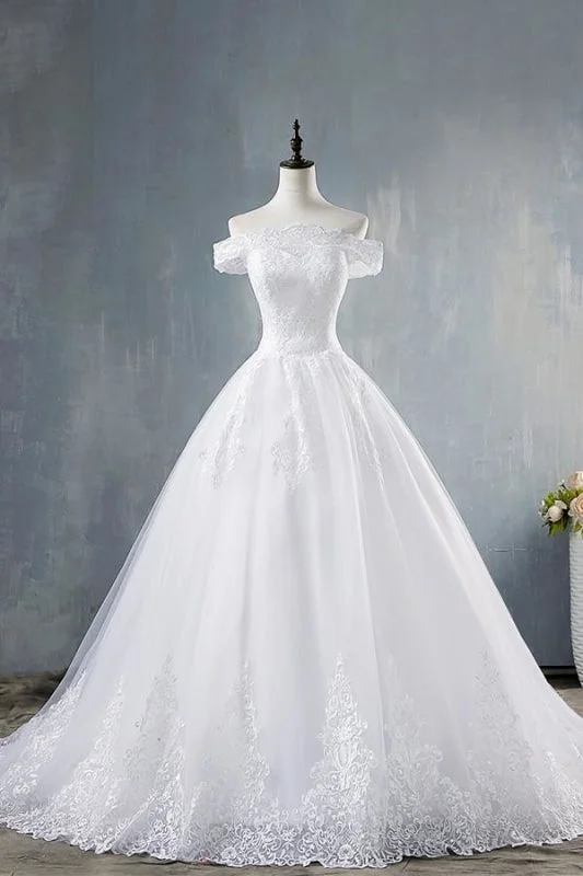 Elegant Appliques Lace Tulle A-line Wedding Dress