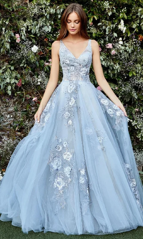 Andrea and Leo - A0893 Floral Embroidered Simple Prom Gown