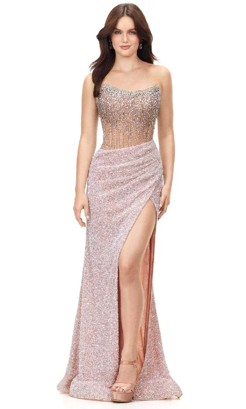 Ashley Lauren 11238 - Scoop Strapless Bedazzled Dress