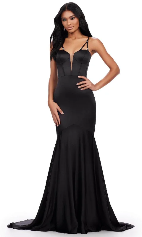 Ashley Lauren 11644 - Spaghetti Strap Satin Prom Dress