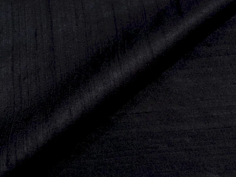 Black Plain Bangalore Raw Silk Fabric