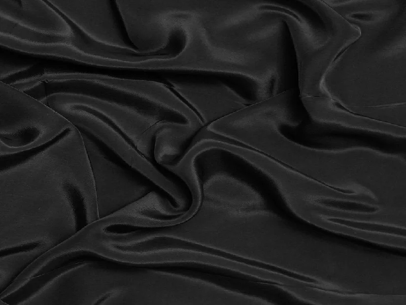 Black Plain Viscose Natural Crepe Fabric