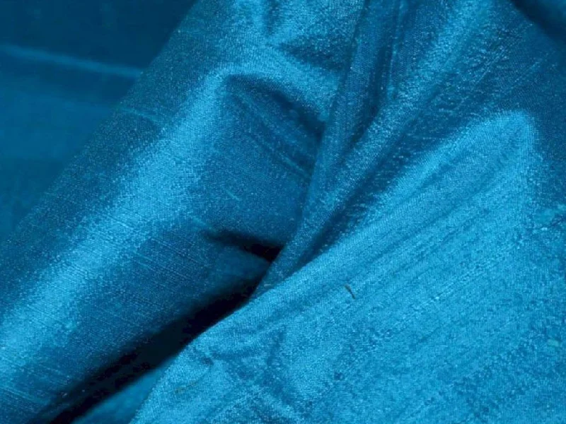 Blue Plain Bangalore Raw Silk Fabric