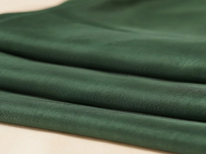 Bottle Green Plain Viscose Dola Silk Fabric