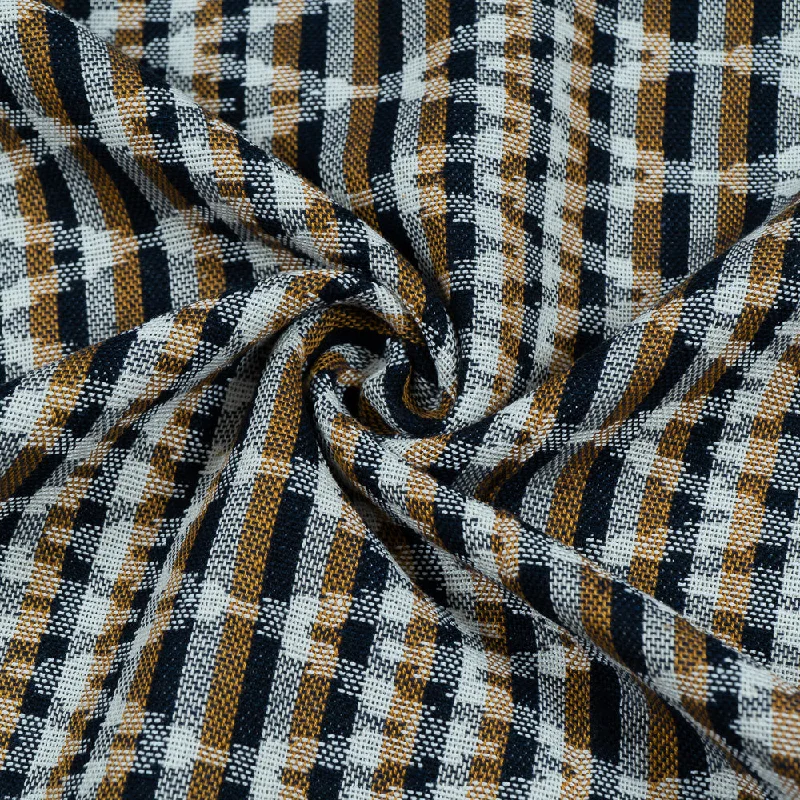 Brown With White Stripes Jacquard Fabric