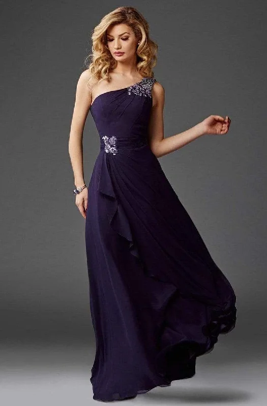 Clarisse - M6403 Draped Ornate Asymmetrical Gown