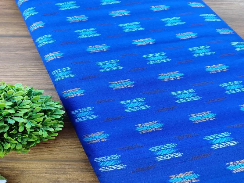 Cobalt Blue Abstract Bengal Butta Handloom Cotton Fabric