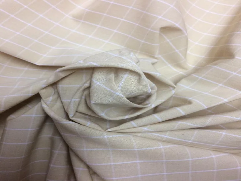 Beige Checks Yarn Dyed Plaid Cotton Fabric