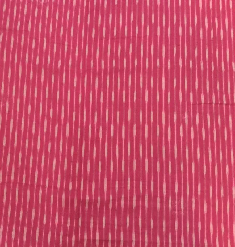 Pink White Abstarct Cotton Ikat Fabric