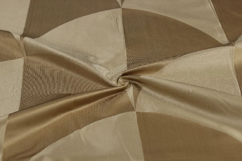 Golden Beige Geometric Silk Jacquard Fabric