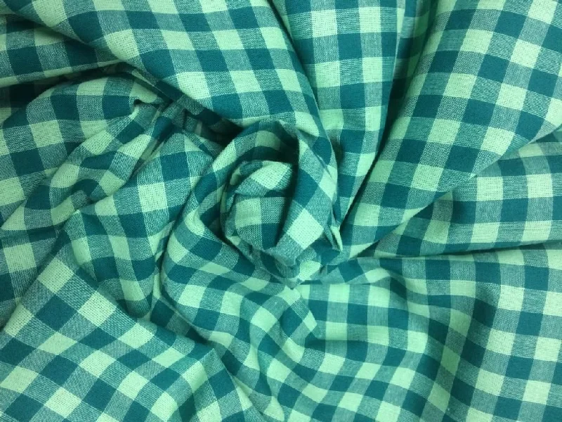 Green Gingham Checks Yarn Dyed Cotton Fabric