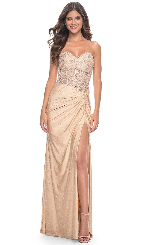 La Femme 32301 - Embroidered Corset Strapless Prom Dress