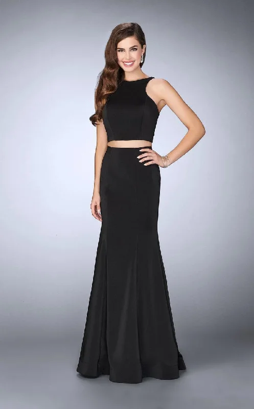 La Femme - 24310 Two-Piece Svelte Jersey Long Sheath Evening Gown