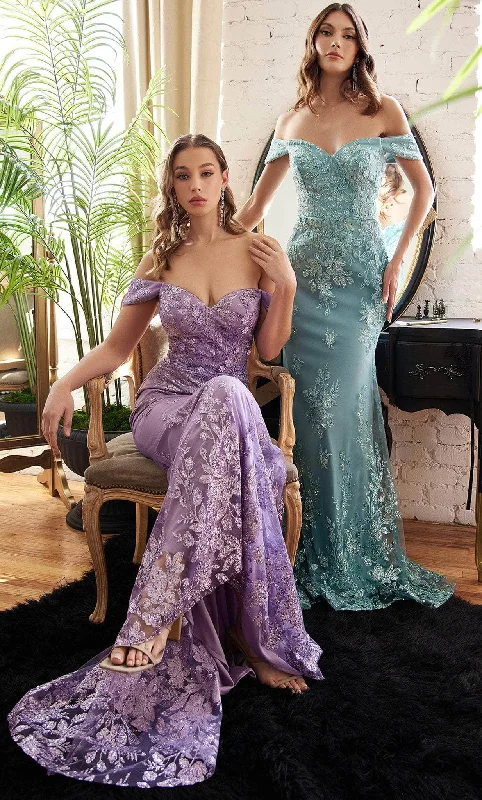 Ladivine OC014 - Off Shoulder Beaded Evening Gown