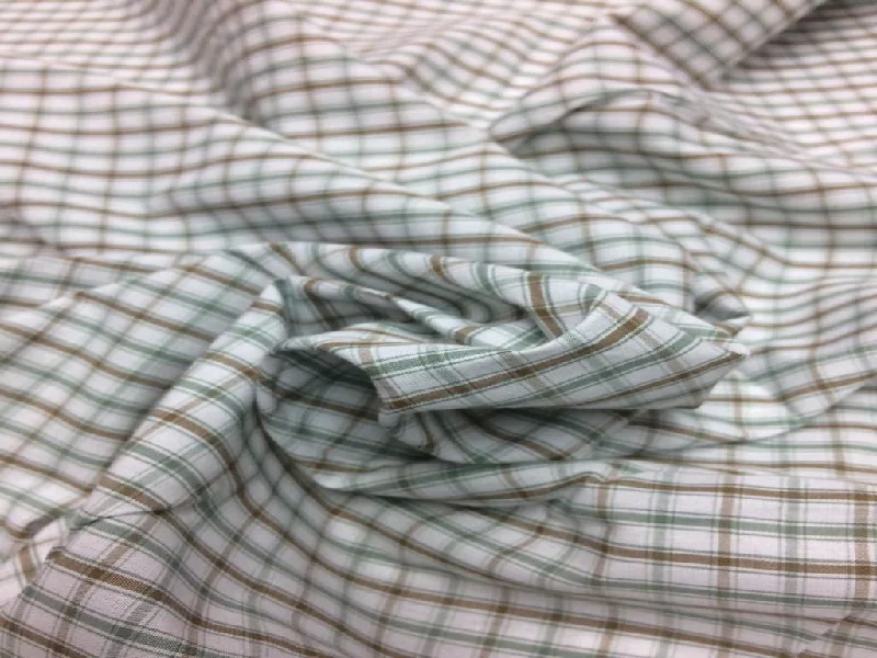 Light Green Plaid Checks Yarn Dyed Cotton Fabric