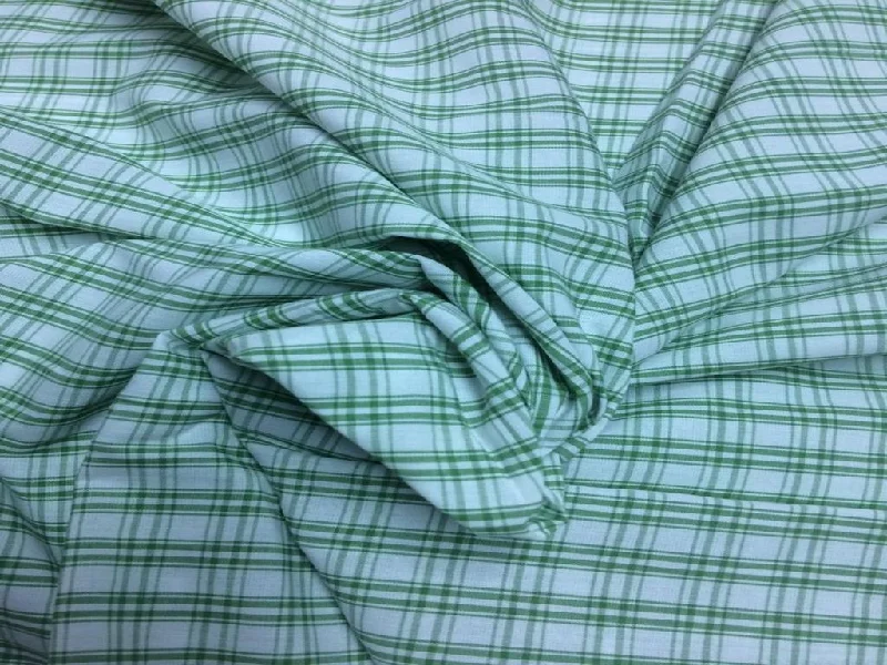 Light Blue Green Yarn Dyed Checks Cotton Fabric