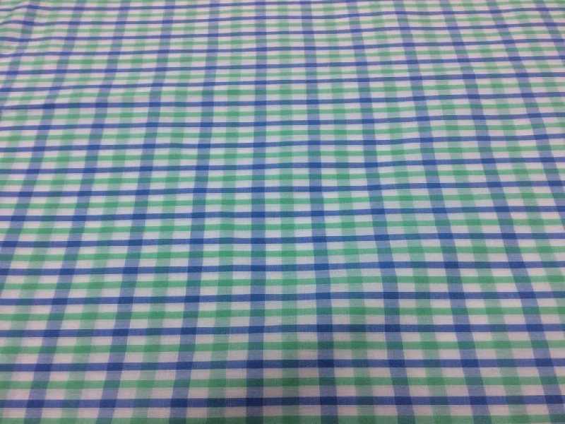 Blue Plaid Checks Yarn Dyed Cotton Fabric