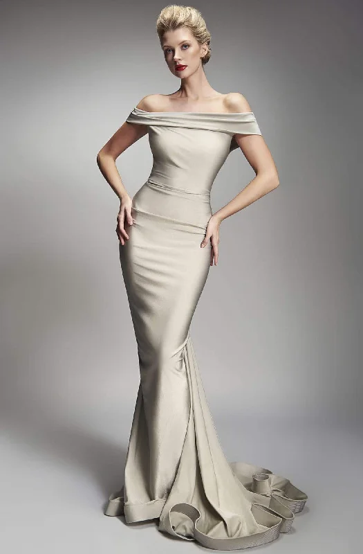 Nicole Bakti - 6890 Off-Shoulder Fitted Trumpet Dress