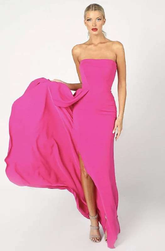 Nicole Bakti - 6942 Strapless Straight Neck Sheath Dress With Slit