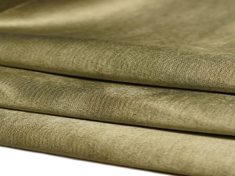 Olive Green Plain Viscose Gaji Silk Fabric