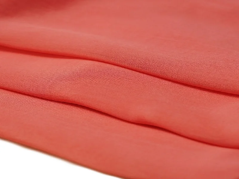 Peach Plain Viscose Chinon Chiffon Fabric