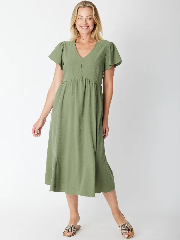 Pebbles Upcycle Dress - Khaki- 30527