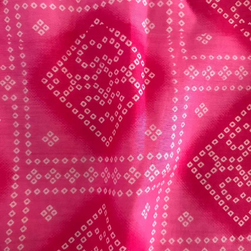 Pink  And White Square Dots Viscose Muslin Silk Fabric