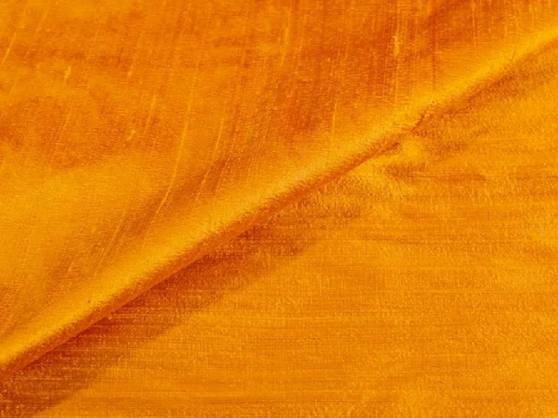 Golden Orange Plain Bangalore Raw Silk Fabric