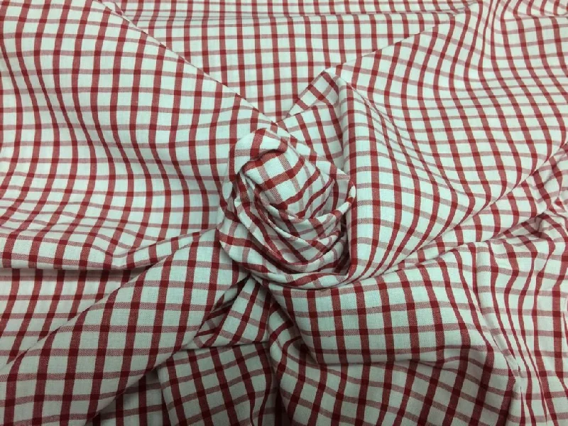 Wine Red Yarn Dyed Checks Cotton Fabric