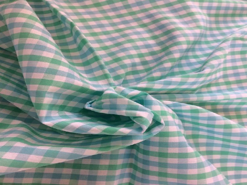 Green Blue Plaid Checks Yarn Dyed Cotton Fabric