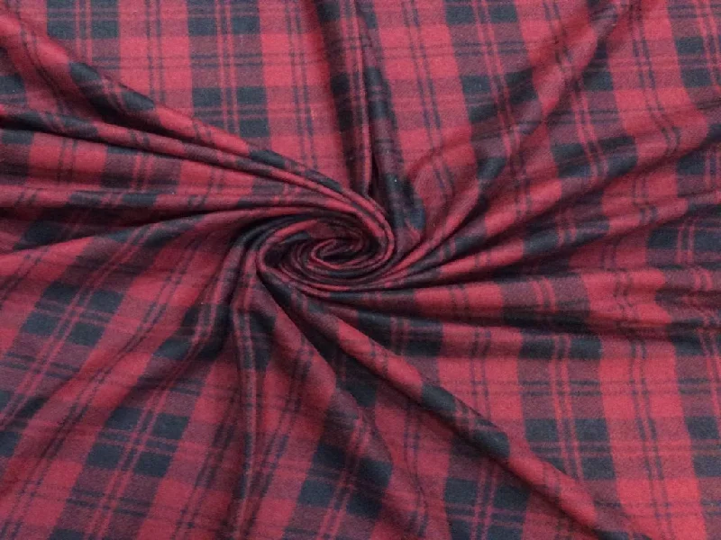 Red Black Double Checks Wool Fabric