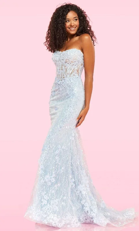 Sherri Hill - 54278 Applique Sweetheart Trumpet Gown With Train