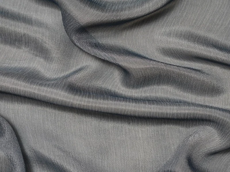 Silver Gray Plain Viscose Chinon Chiffon Fabric