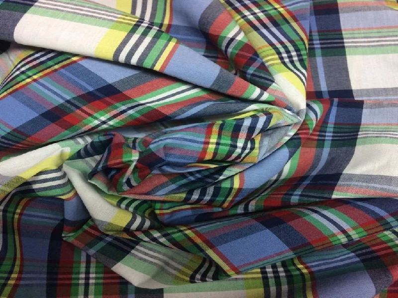 Multicolour Textured Plaid Checks Yarn Dyed Cotton Fabric